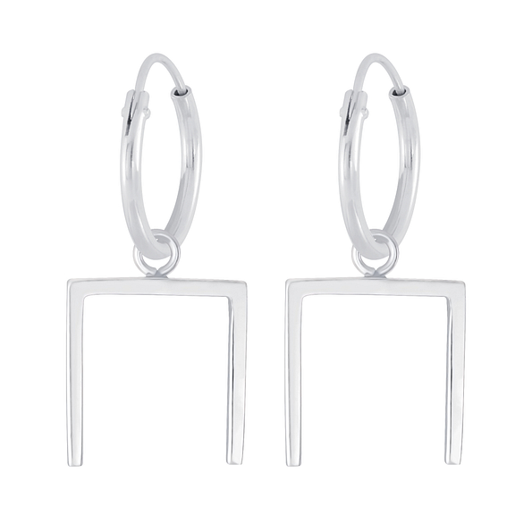 Boucles d'oreilles créoles géométrique en argent - FR4743