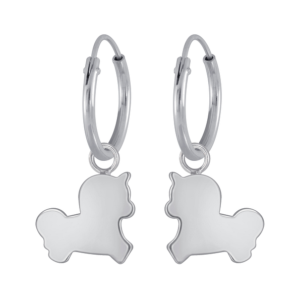 Boucles d’oreille anneaux avec breloques licorne en argent - FR3906