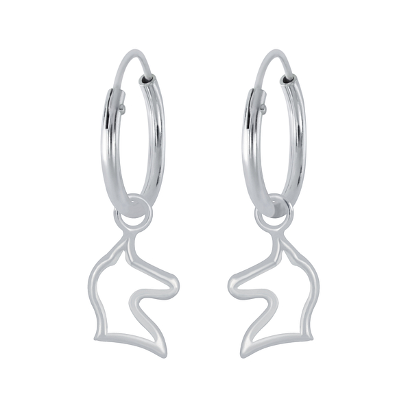 Boucles d'oreilles créoles avec breloques licorne en argent - FR2606