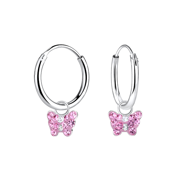 Boucles d’oreille anneaux avec breloques papillon en argent - FR8406