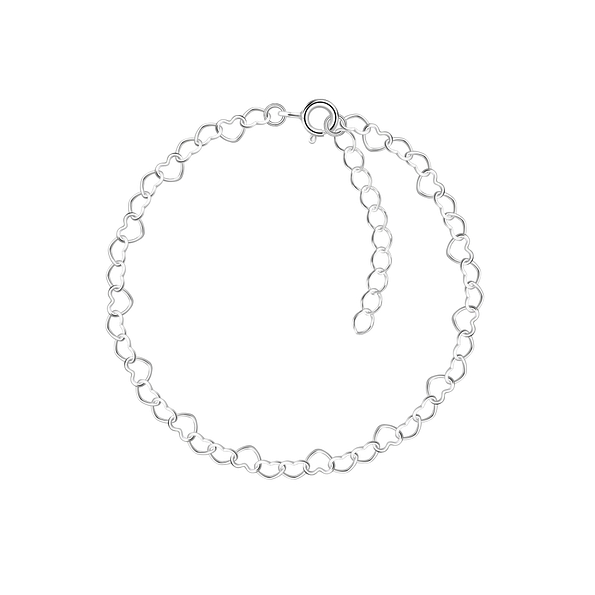 Bracelet coeur de 18 cm avec extension en argent - FR9354