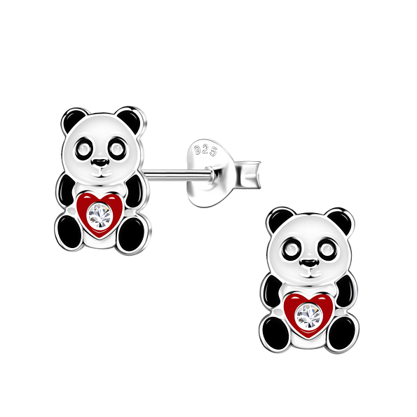 Clous d'oreilles panda en argent - FR20497