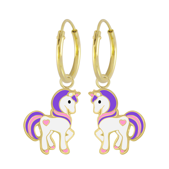 Boucles d'oreilles breloque licorne plaqué or - FR5369