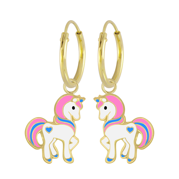 Boucles d'oreilles breloque licorne plaqué or - FR5429