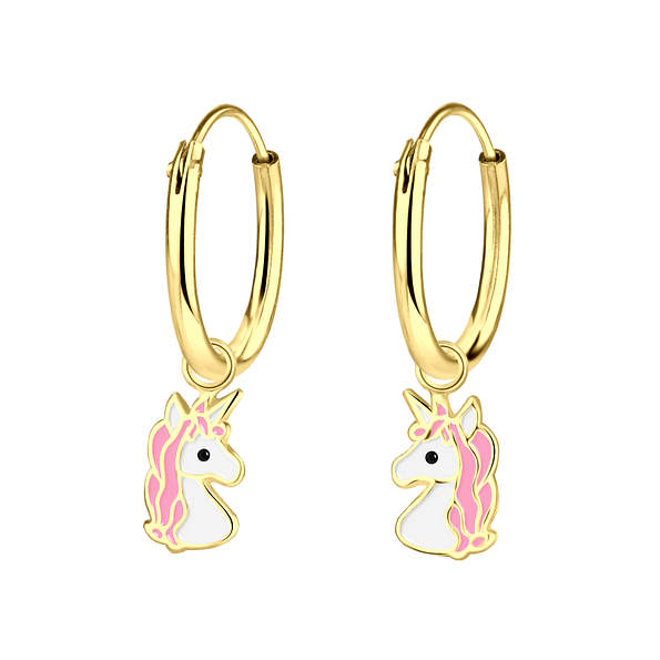 Boucles d'oreilles breloque licorne plaqué or - FR2434