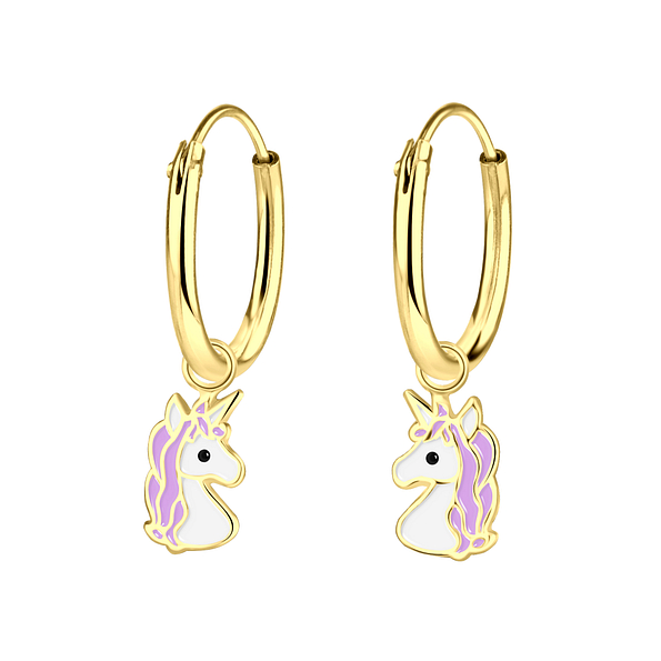 Boucles d'oreilles breloque licorne plaqué or - FR2430