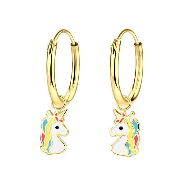 Boucles d'oreilles breloque licorne plaqué or - FR2436