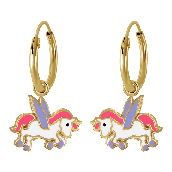 Boucles d'oreilles breloque licorne plaqué or - FR2345