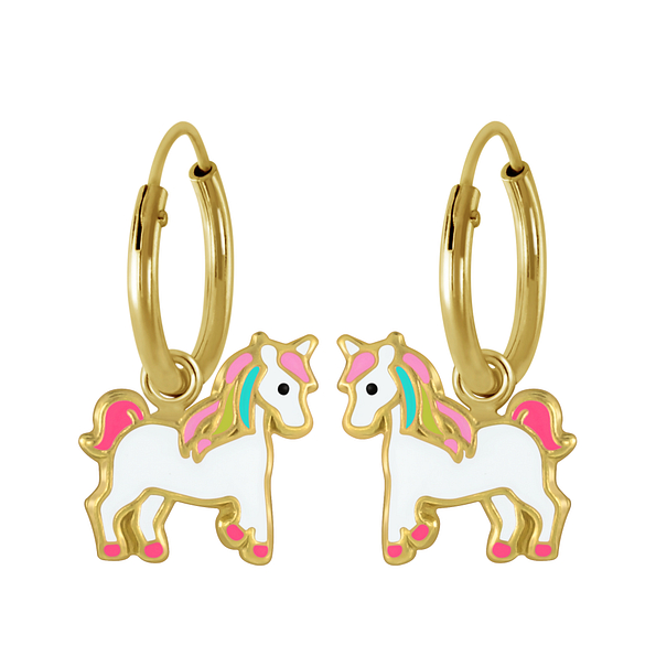 Boucles d'oreilles breloque licorne plaqué or - FR2390