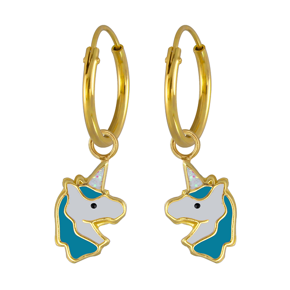 Boucles d'oreilles breloque licorne plaqué or - FR2953