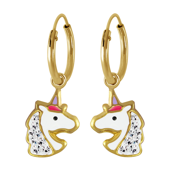 Boucles d'oreilles breloque licorne plaqué or - FR2499