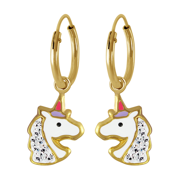 Boucles d'oreilles breloque licorne plaqué or - FR2504