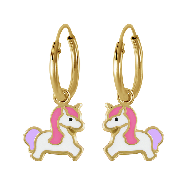 Boucles d'oreilles breloque licorne plaqué or - FR2363