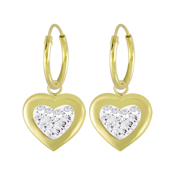 Boucles d'oreilles breloque coeur cristal plaqué or - FR5702