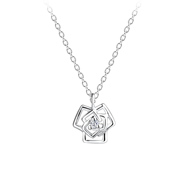 Collier rose en argent - FR16441