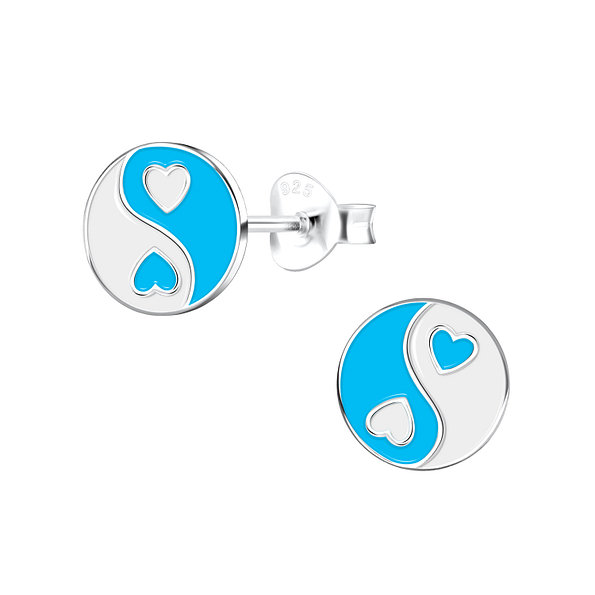 Clous d'oreilles yin yang en argent - FR10791