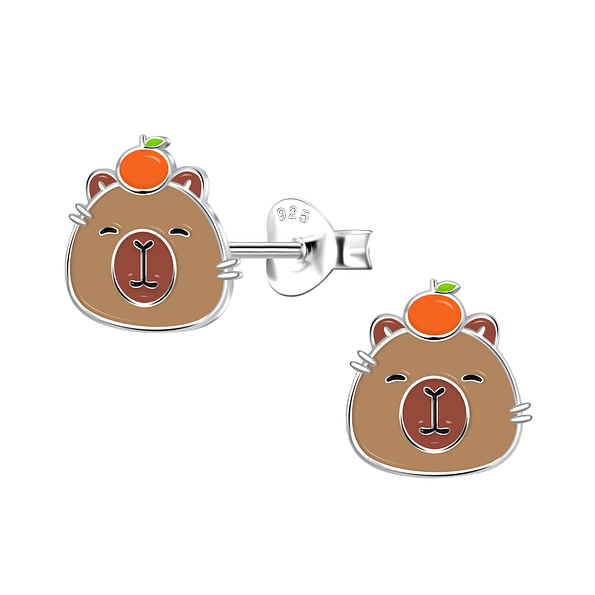 Clous d'oreilles capybara en argent - FR21684