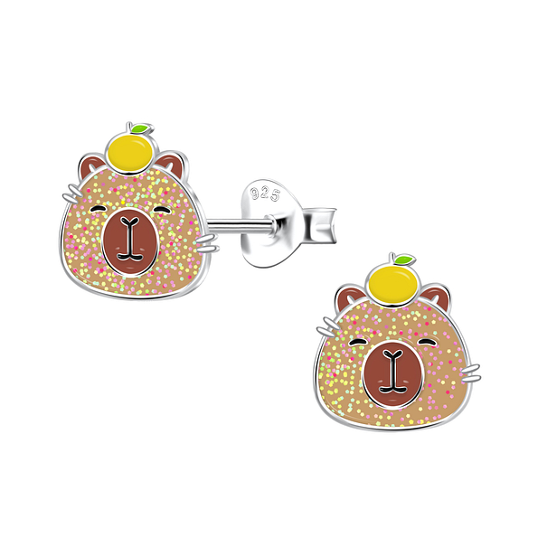 Clous d'oreilles capybara en argent - FR21686