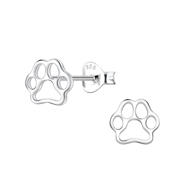 Sterling Silver Paw Print Ear Studs - FR21795