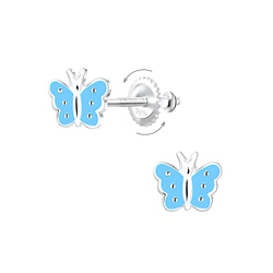 Wholesale Sterling Silver Butterfly Screw Back Ear Studs - JD10053