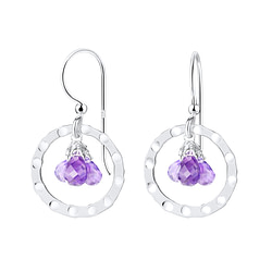 Wholesale Sterling Silver Circle Earrings with Glass Bead - JD8550