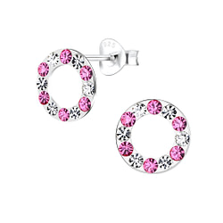 Wholesale Sterling Silver Crystal Circle Ear Studs - JD5764