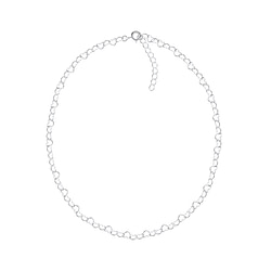 Wholesale 40cm Sterling Silver Heart Choker Necklace With Extension - JD9353
