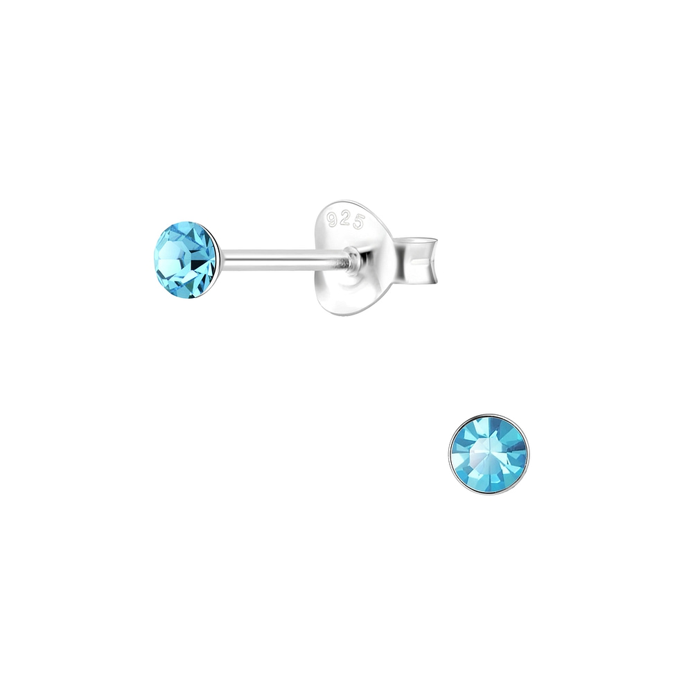 Wholesale 3mm Round Crystal Sterling Silver Ear Studs - JD1708