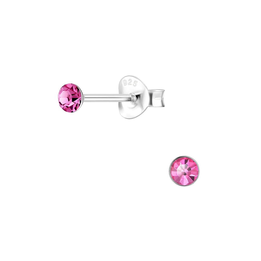Wholesale 3mm Round Crystal Sterling Silver Ear Studs - JD1708