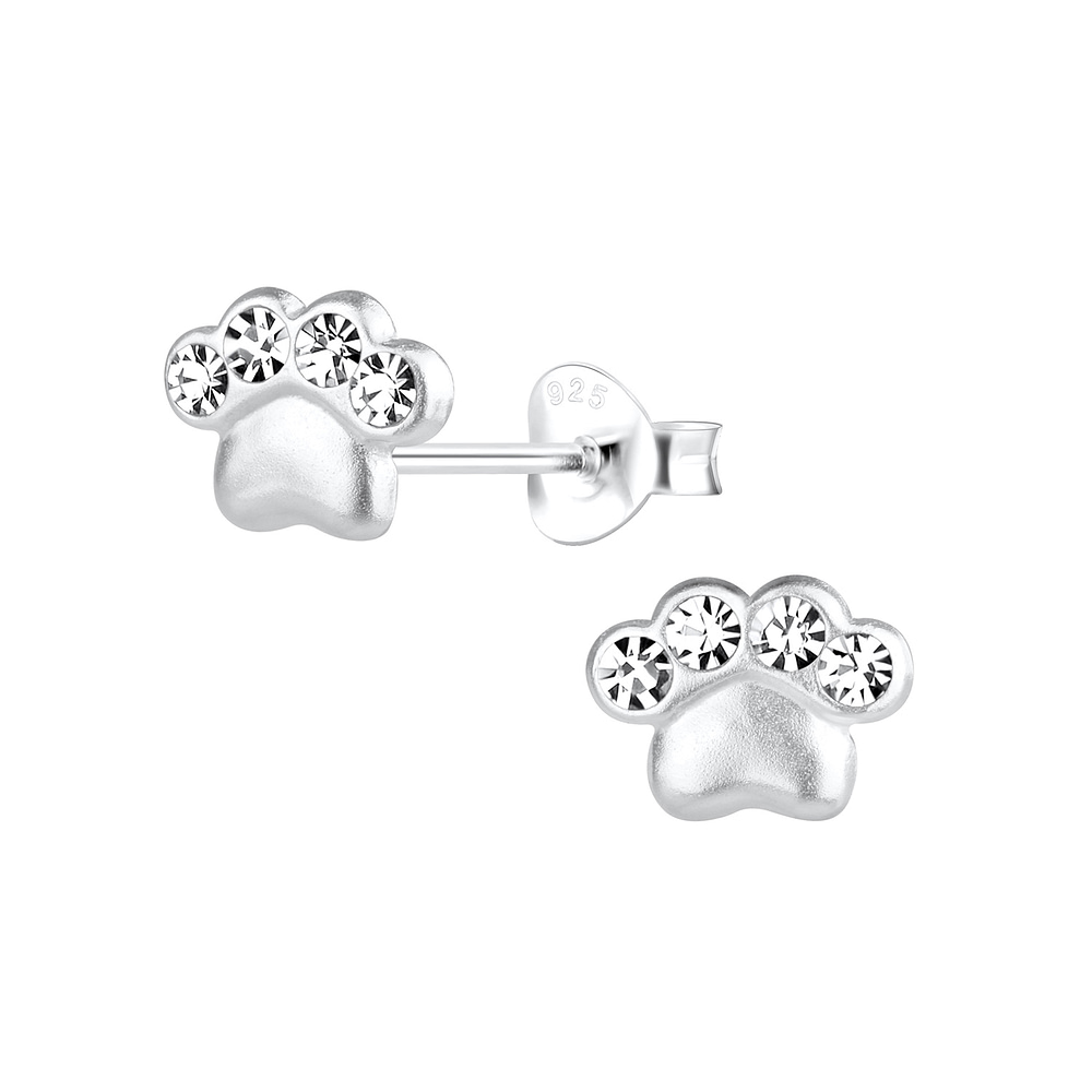 Wholesale Sterling Silver Paw Print Ear Studs - JD13957