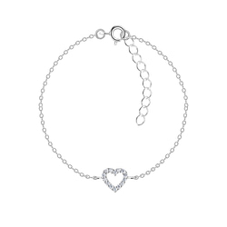 Wholesale Sterling Silver Heart Bracelet - JD7784