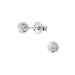 Wholesale Sterling Silver 4mm Crystal Ball Ear Studs - JD2223