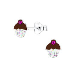 Wholesale Sterling Silver Cupcake Ear Studs - JD10599