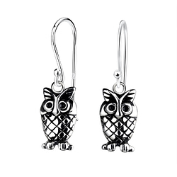 Wholesale Sterling Silver Owl Earrings - JD11753