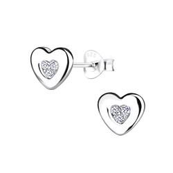 Wholesale Sterling Silver Heart Ear Studs - JD14051