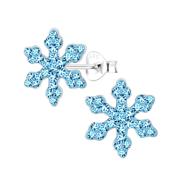 Wholesale Sterling Silver Snowflake Crystal Ear Studs - JD14127