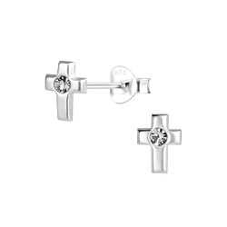 Wholesale Sterling Silver Cross Ear Studs - JD13954