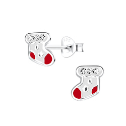 Wholesale Sterling Silver Christmas Stocking Ear Studs - JD14632