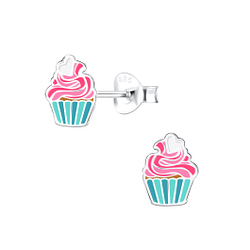 Wholesale Sterling Silver Cupcake Ear Studs - JD15697