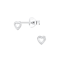 Wholesale Sterling Silver Heart Ear Studs - JD15676