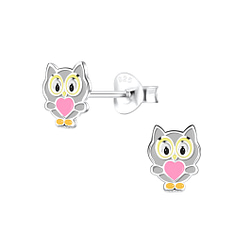 Wholesale Sterling Silver Owl Ear Studs - JD16273