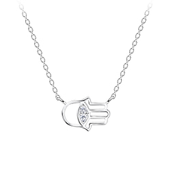 Wholesale Sterling Silver Hamsa Necklace - JD16454