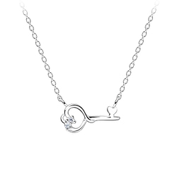 Wholesale Sterling Silver Heart Key Necklace - JD16514