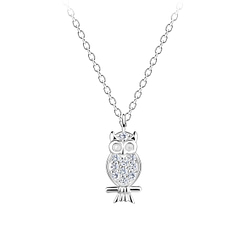 Wholesale Sterling Silver Owl Necklace - JD16384