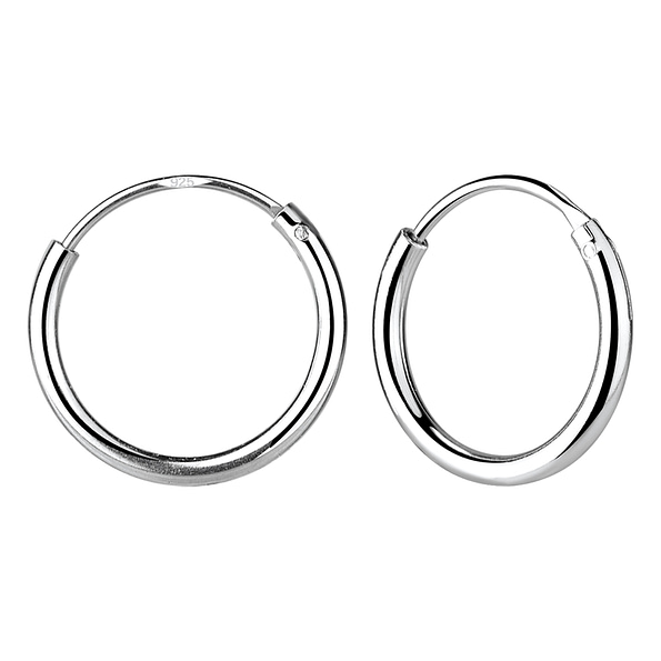 Wholesale 18mm Sterling Silver Thick Ear Hoops - JD4488