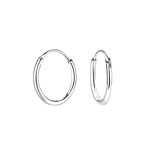 Wholesale 12mm Sterling Silver Thin Ear Hoops - JD15683