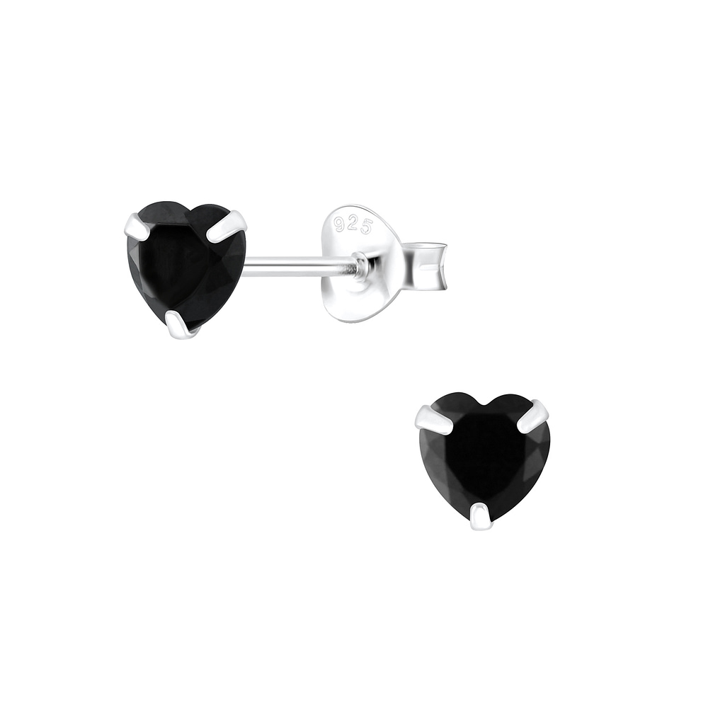 Wholesale 5mm Heart Cubic Zirconia Sterling Silver Ear Studs - JD2017