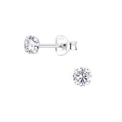 Wholesale 4mm Round Cubic Zirconia Sterling Silver Ear Studs - JD3163