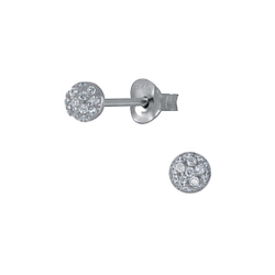 Wholesale Sterling Silver Round Cubic Zirconia Ear Studs - JD3104