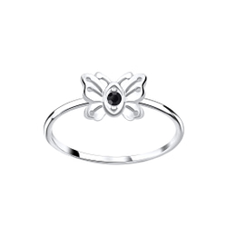 Wholesale Sterling Silver Butterfly Crystal Ring - JD5639